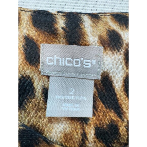 Chicos Womens Sleeveless Going Out Cami Top Blouse Size 12/14 Leopard Print - Picture 2 of 11
